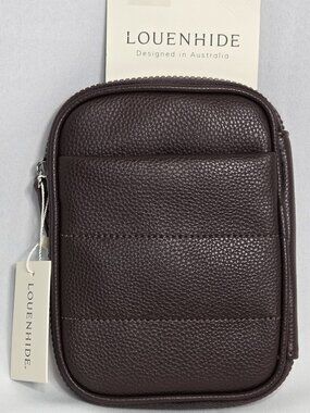 Louenhide Chocolate Brown Pebbled Vegan Leather Travel Pouch Document Wallet NWT